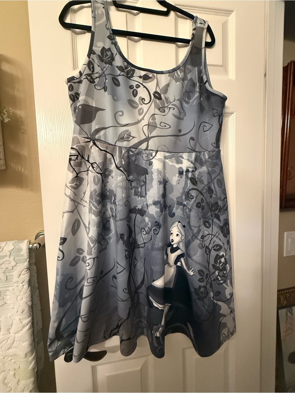 Disney by Torrid Gray and Black Alice in Wonderland StorybookTank Dress